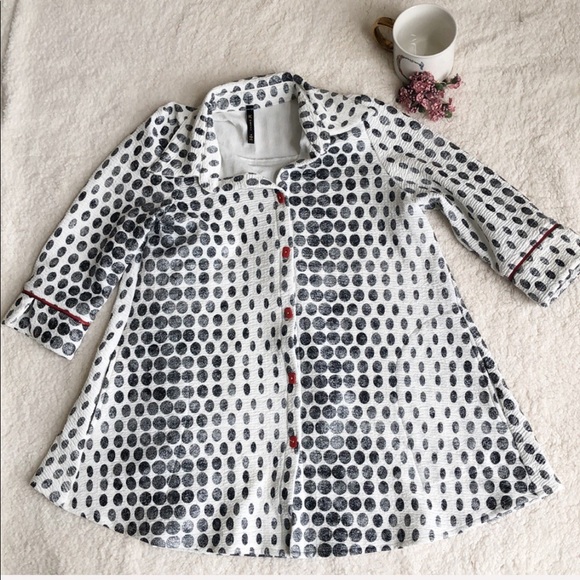 IC By Connie K Artsy Abstract Loose Button Up Zip Back Jacket Tunic Sz S - Picture 7 of 10